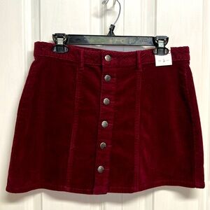 Bongo Tawny Port Burgundy Corduroy Mini Skirt Jr Size S NWT